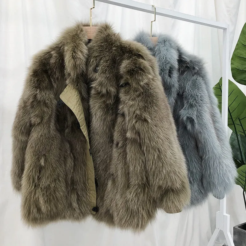 Women's Winter Casual Short Thick Parka With Fox Fur