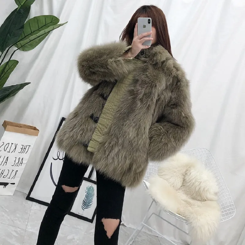 Women's Winter Casual Short Thick Parka With Fox Fur