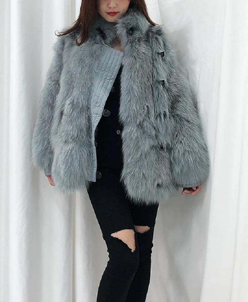 Women's Winter Casual Short Thick Parka With Fox Fur