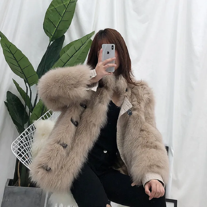 Women's Winter Casual Short Thick Parka With Fox Fur