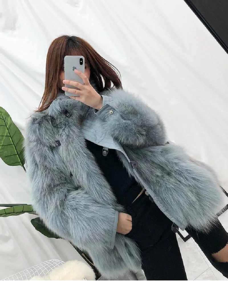 Women's Winter Casual Short Thick Parka With Fox Fur
