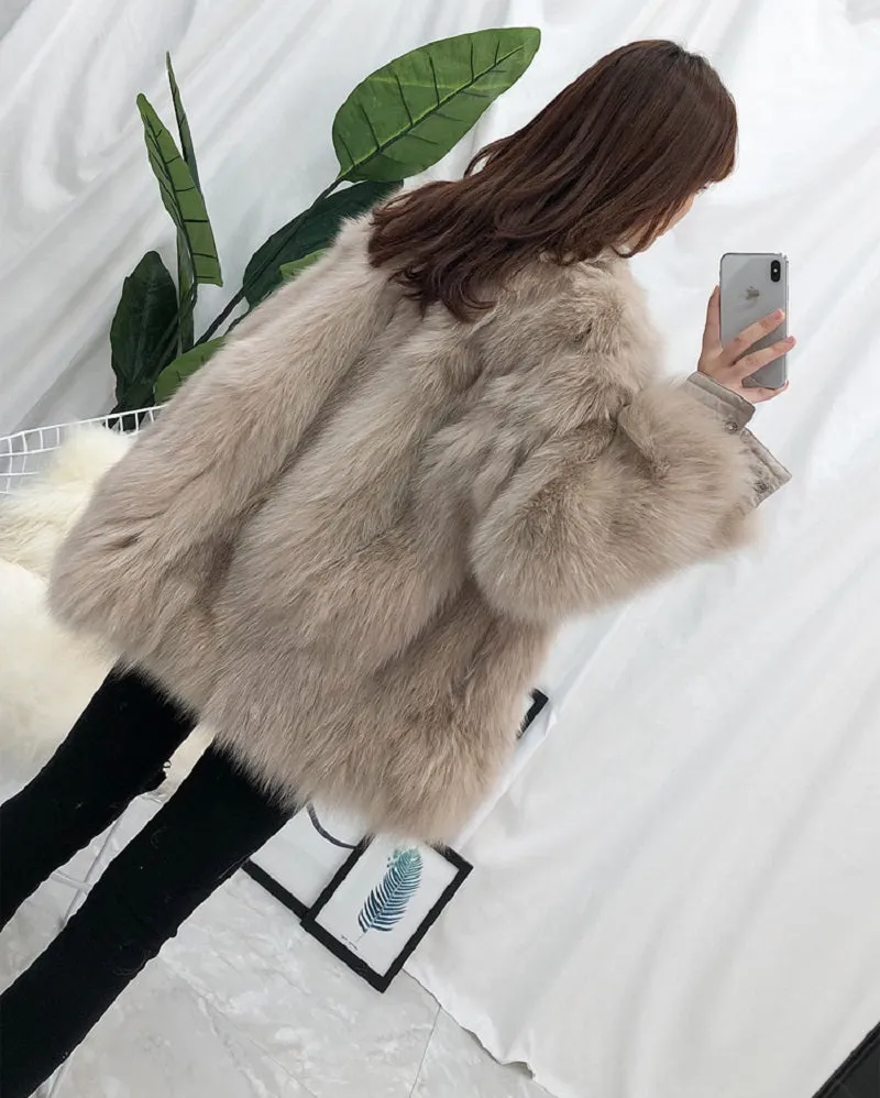 Women's Winter Casual Short Thick Parka With Fox Fur