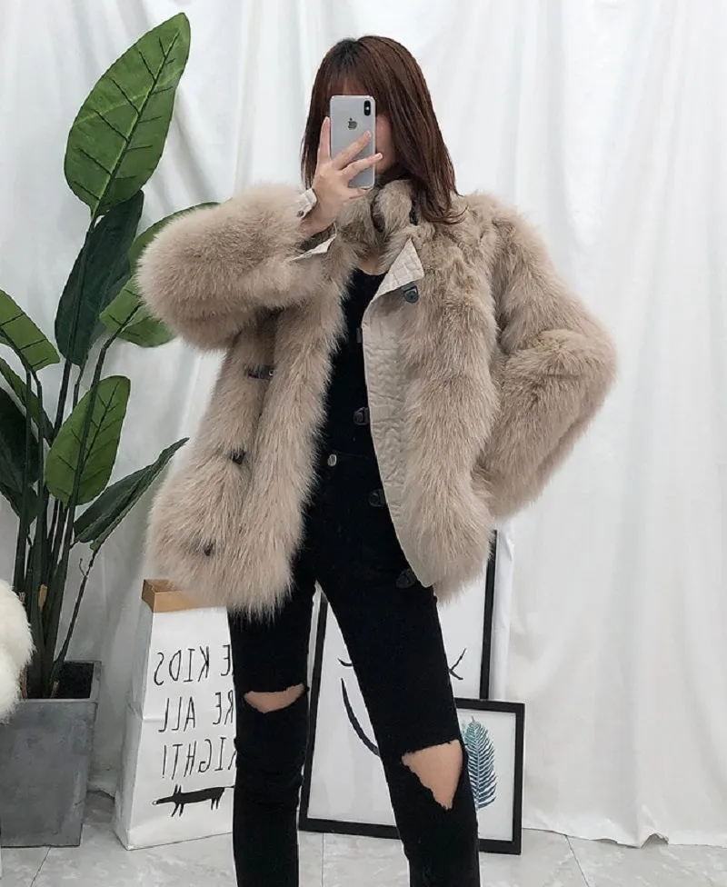 Women's Winter Casual Short Thick Parka With Fox Fur