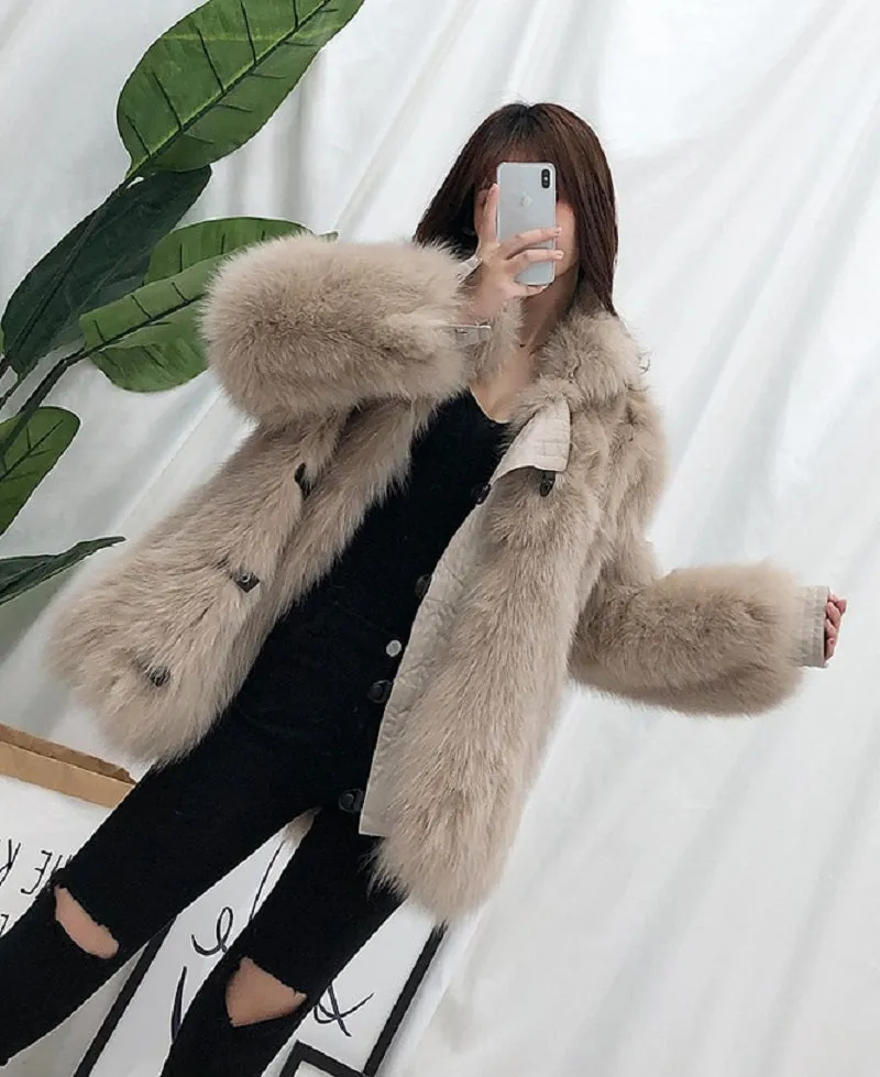 Women's Winter Casual Short Thick Parka With Fox Fur