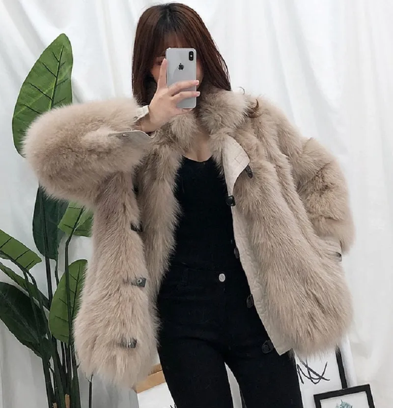Women's Winter Casual Short Thick Parka With Fox Fur