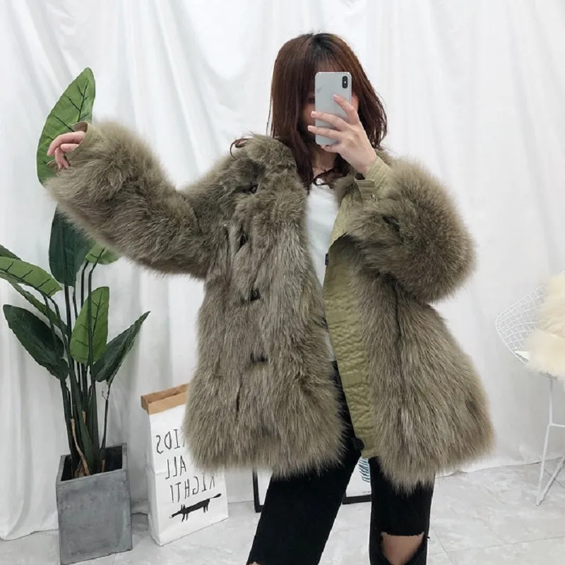 Women's Winter Casual Short Thick Parka With Fox Fur