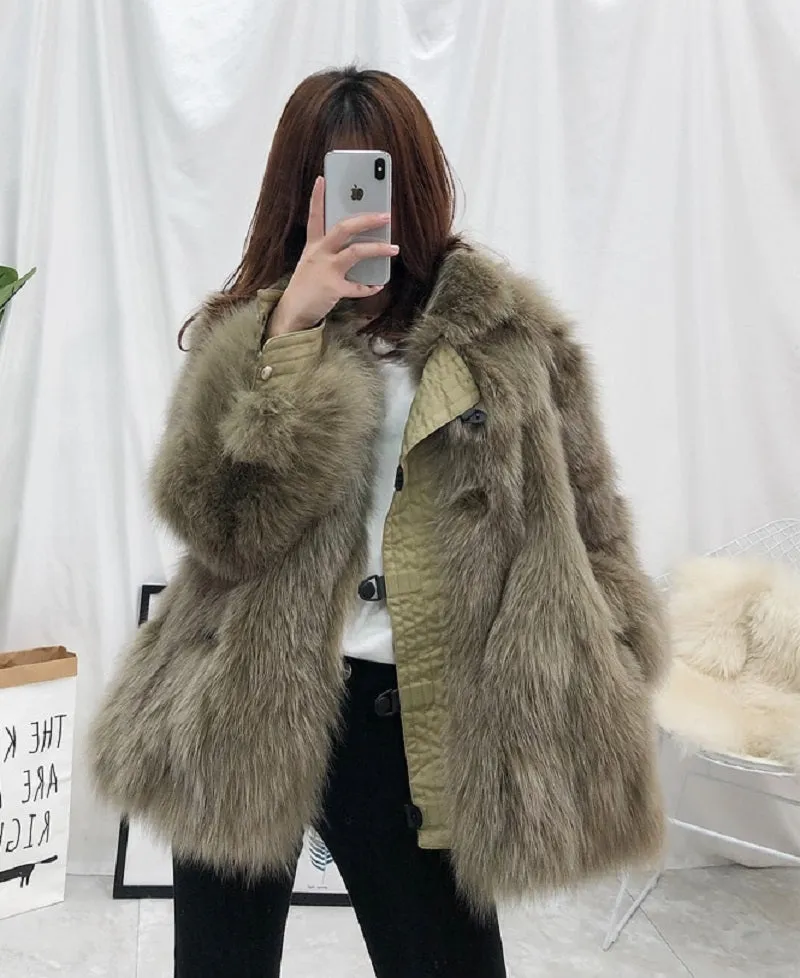 Women's Winter Casual Short Thick Parka With Fox Fur