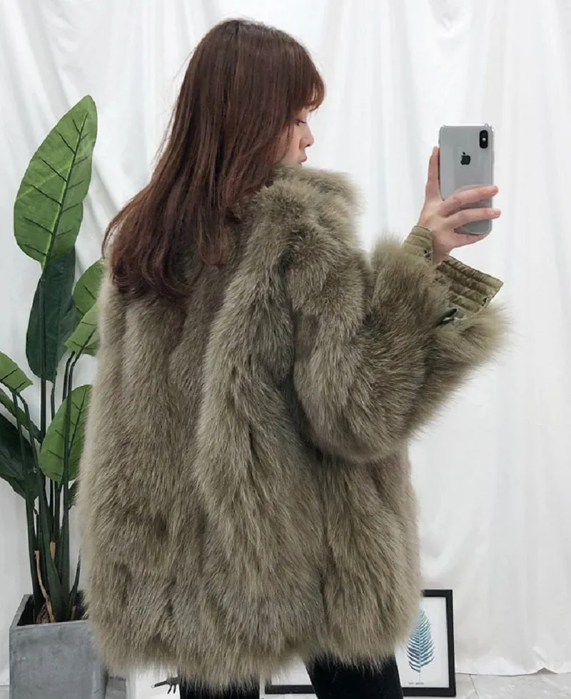 Women's Winter Casual Short Thick Parka With Fox Fur