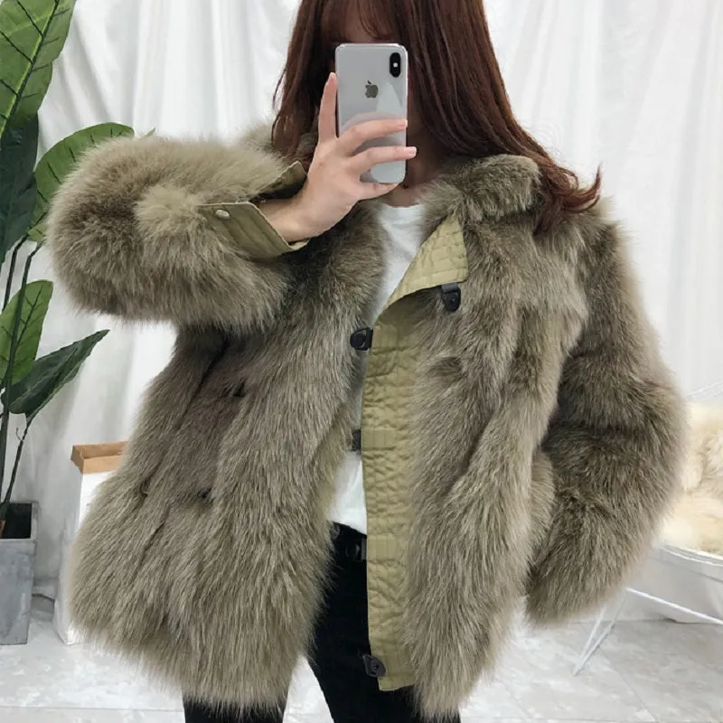Women's Winter Casual Short Thick Parka With Fox Fur
