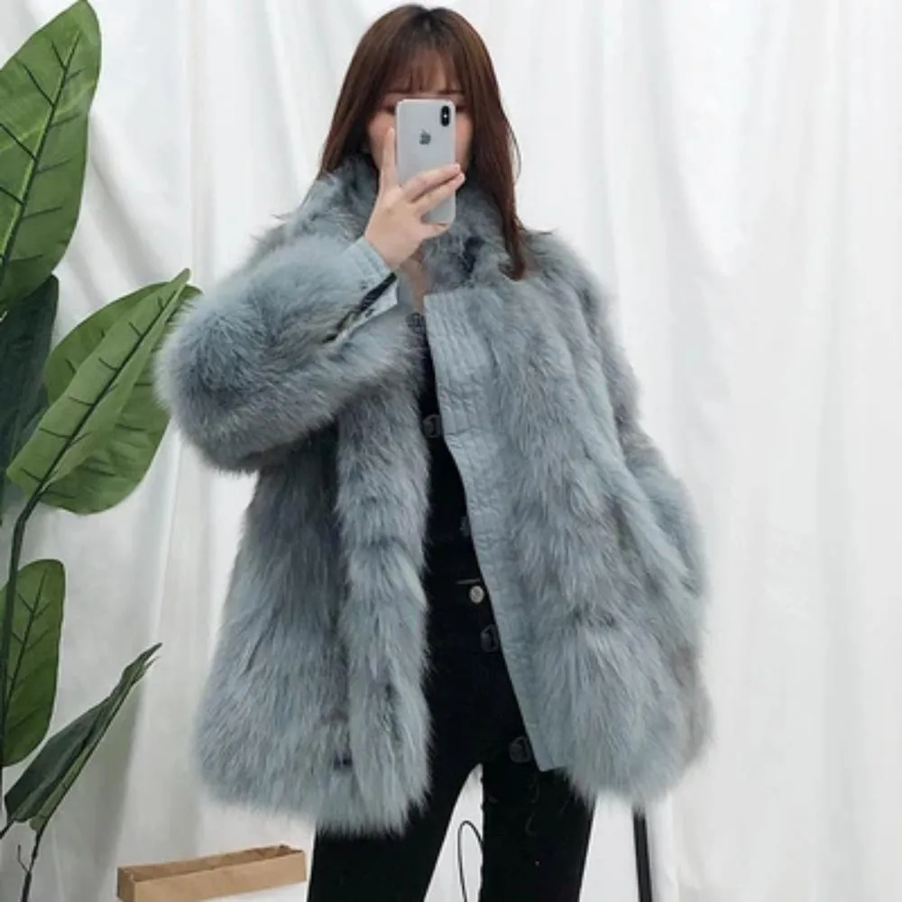 Women's Winter Casual Short Thick Parka With Fox Fur
