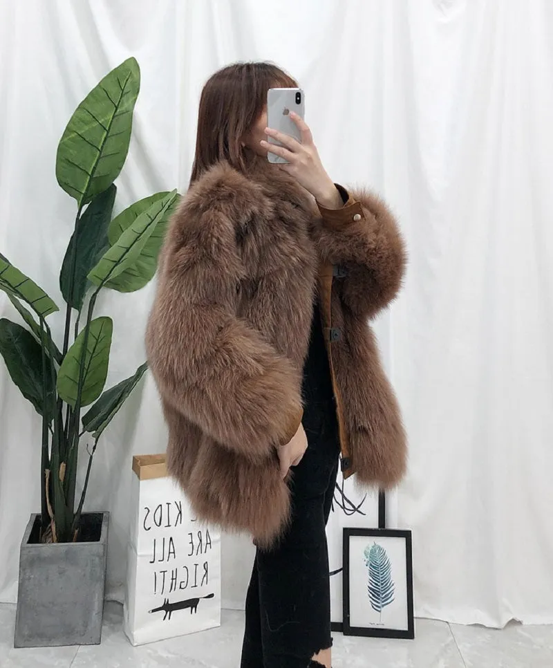 Women's Winter Casual Short Thick Parka With Fox Fur