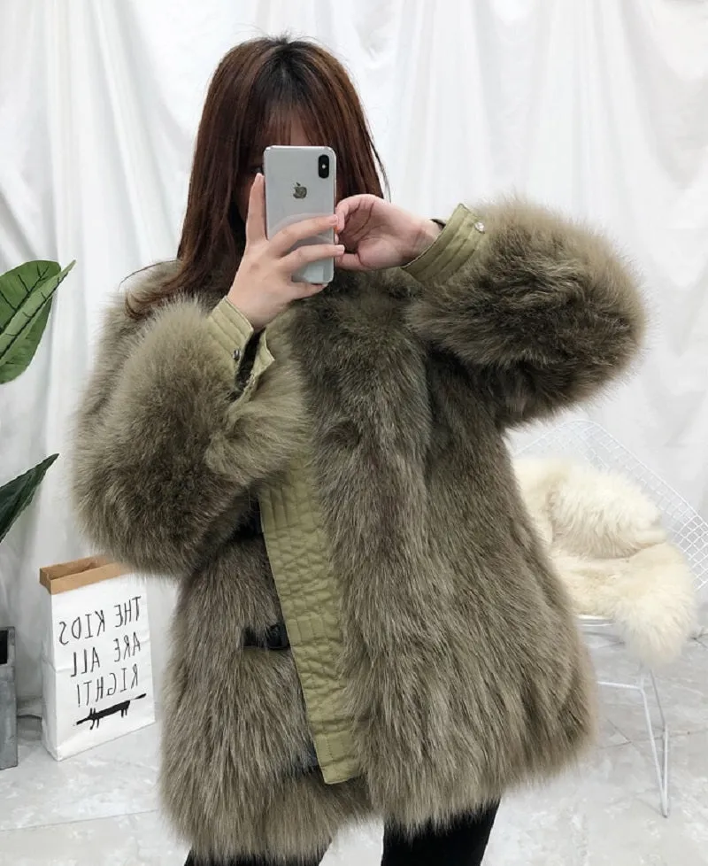 Women's Winter Casual Short Thick Parka With Fox Fur